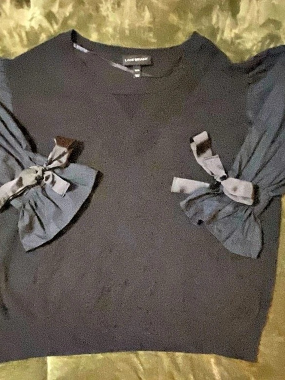 Lane Bryant Black Bow Sleeve Top